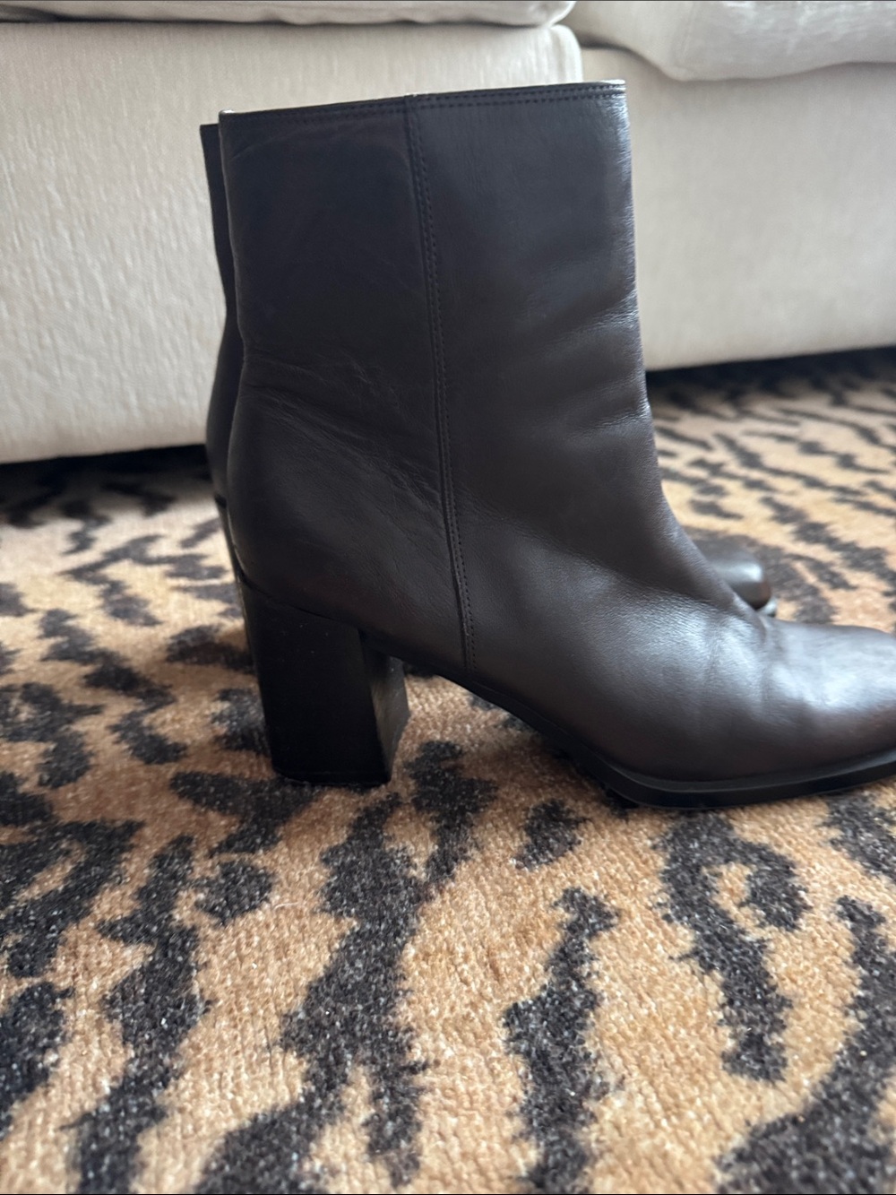 REAL Leather Block Heel Ankle Boots - Picture 7 of 9